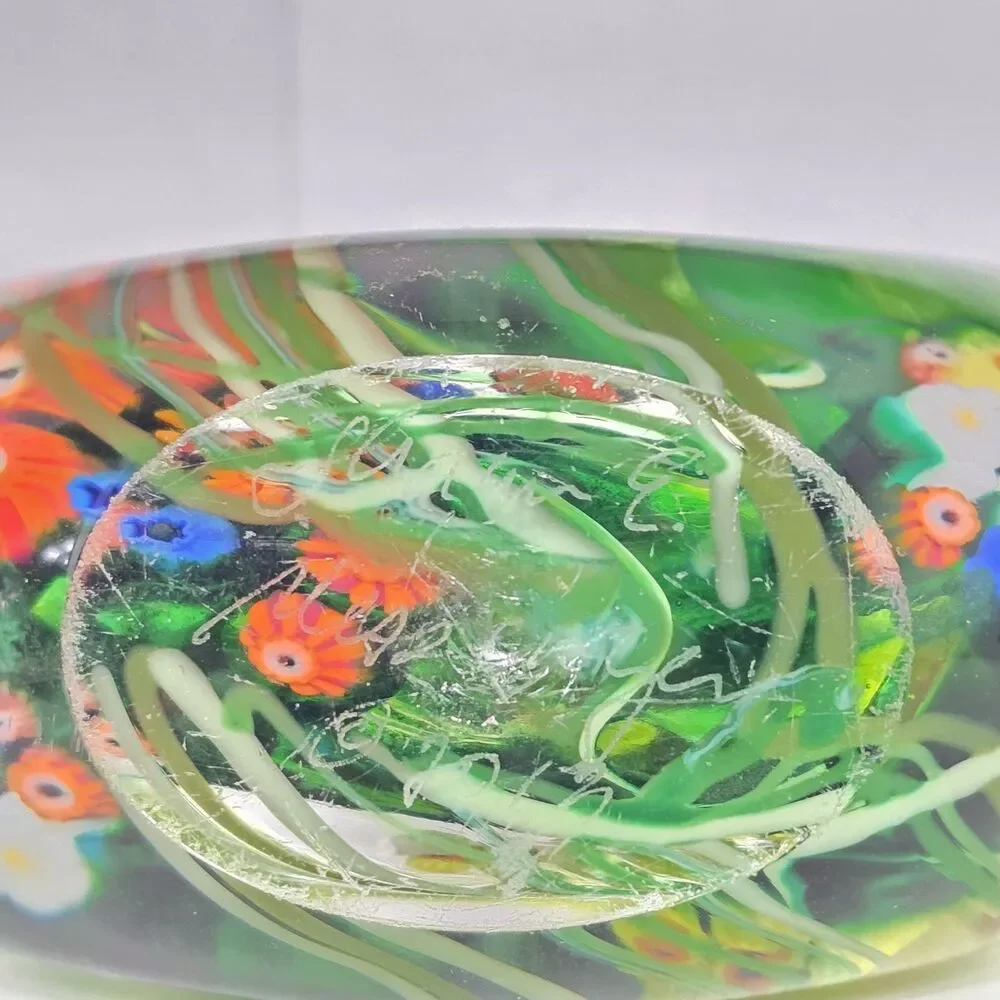 Art Glass Vase Signed Shawn Messenger Millefiori Murrini Flower Vase